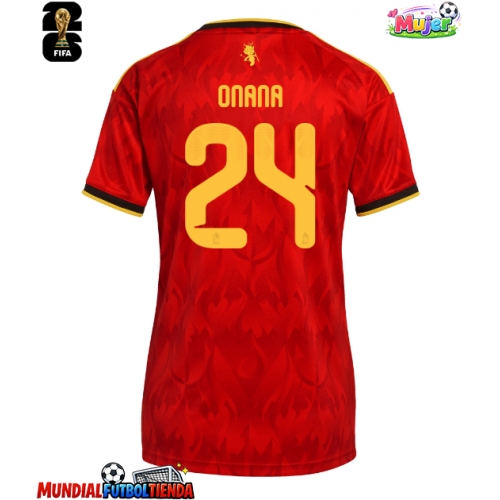 Camiseta Bélgica Amadou Onana #24 Primera Equipación Replica Mundial 2026 para mujer mangas cortas
